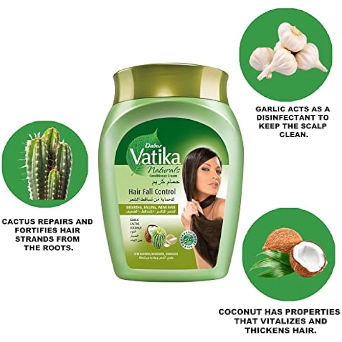 Vatika Naturals Anti-Hair Fall Conditioner Hammam Cream 225 g | Garlic, Cactus & Coconut | Strengthens & Nourishes Weak Hair - Image 4